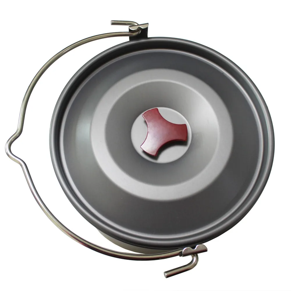 Al aire libre vajilla colgando Pot Camping senderismo mochila de utensilios de cocina de aluminio olla grande 4L cocina Picnic Pot Camping estufa herramienta
