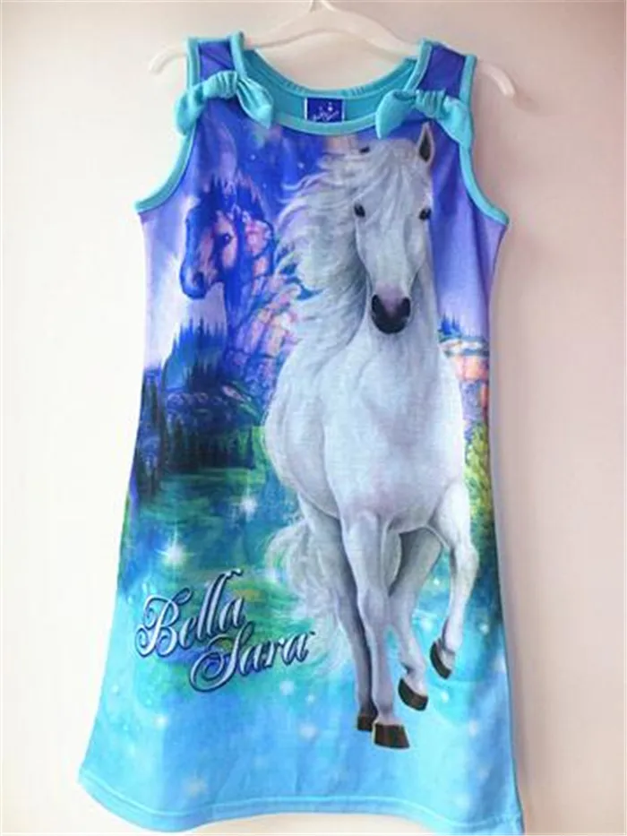 

2017 New Arrival Cartoon Kids Girls Bella Sara Dress Sleeveless Summer Dress Magic Pegasus Print Casual Sundress Children Baby
