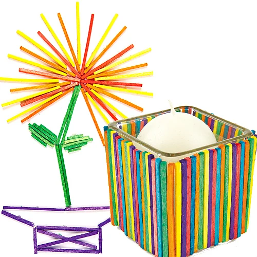1000Pcs Wooden Rainbow Sticks Natural for Party Kids DIY Crafts Matchstick 