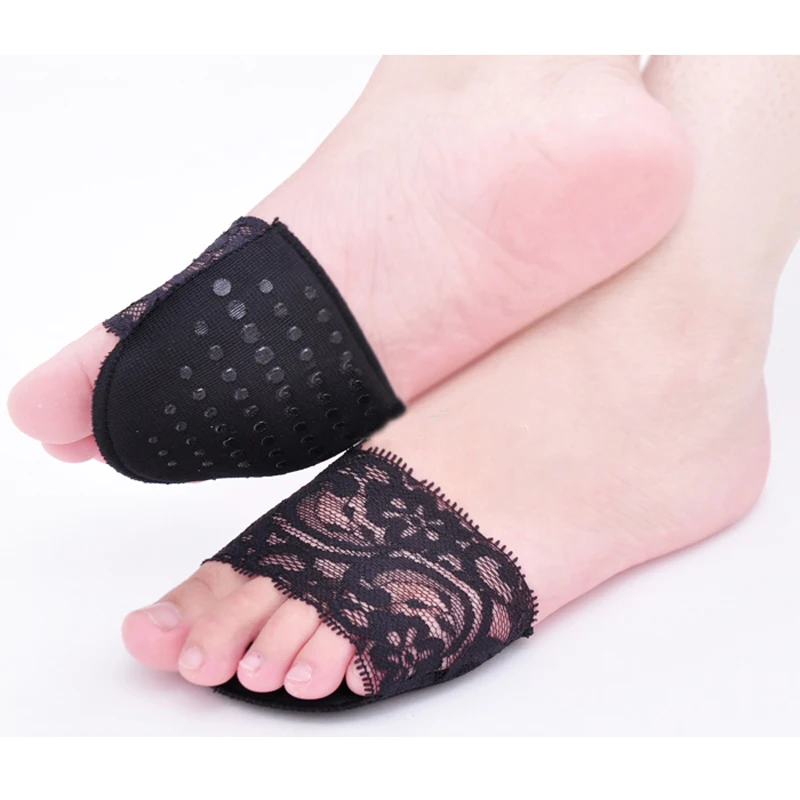 1pair Lace Forefoot Insoles Flatfoot Pads Invisible Anti Slip Cushion Insert High Heels for