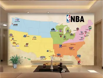 

Custom photo 3d wallpaper Map USA basketball team emblem TV background wall decor room 3d wall murals wallpaper for walls 3 d