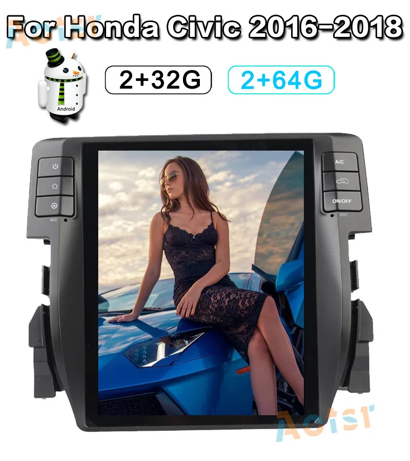 Excellent Tesla style 10.4"Quad Core Android 7.1 Car multimedia Player GPS Navigation For Honda Civic 2016 2017 2018 Radio autostereo BT 4