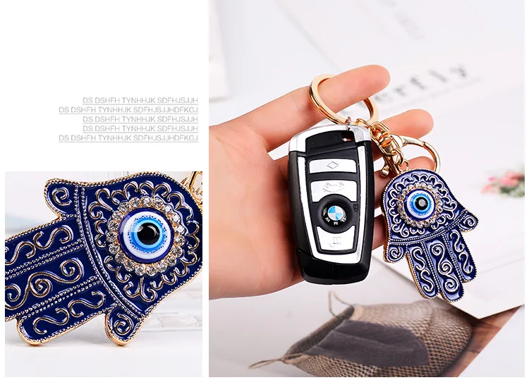 Креативный синий глаз кулон дьявол глаз ладонь стиль модная женская сумка Автомобильный ключ маленький кулон