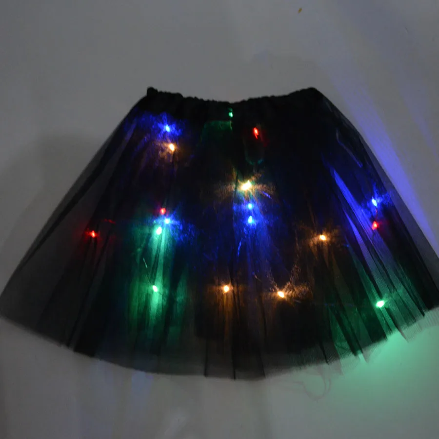 

Kids Children Mini LED Skirt Solid Color Neon Light Up Tutu Stage Dancing Halloween Girls Skirts Christmas Dance Wear