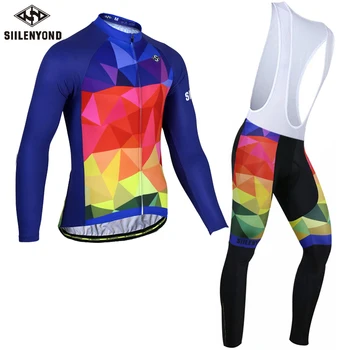 

SIILENYOND Winter Thermal Fleece Long Cycling Jersey bib Set Ropa Roupa De Ciclismo keep warm MTB Bicycle bike Clothing suits