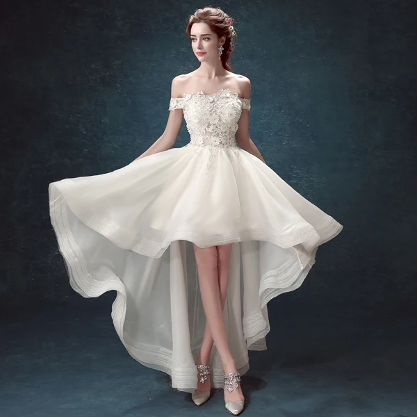 2017 Luxury Princess Bride Wedding Dresses Slim Boat Neck Lace 2017 Luxury Princess Bride Wedding Dresses Slim Boat Neck Lace Embroidery Beading Short Front Long Back Gowns In From Weddings