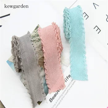

Kewgarden 40mm 4cm Lace Elasticity Knitting Grid Ribbons Handmade Hair band Satin Ribbon DIY Tape Riband 5yards /lot