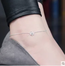 Rose gold color daisy flower ankle bracelet tornozeleiras feminina, fashion stainless steel anklets for women jewelry