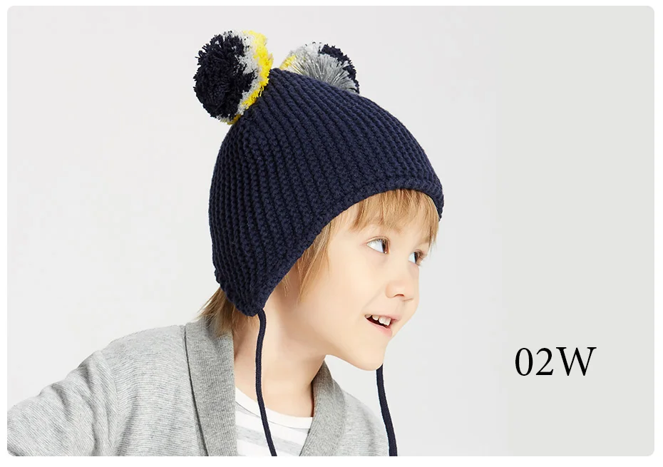 ENJOYFUR/зимние детские шапки для мальчиков и девочек с лисьим мехом, шапки с помпоном для малышей, теплая подкладка, уши, защита, детская шапка, шапочки