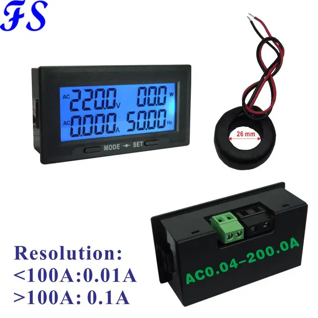 ac20a lcd panel power meter factory