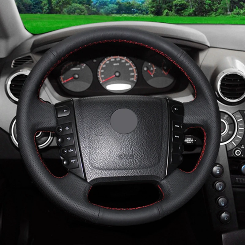 Черная искусственная кожа gnuшитая вручную фотосессия для Ssangyong Korando 2011 2014 Interio