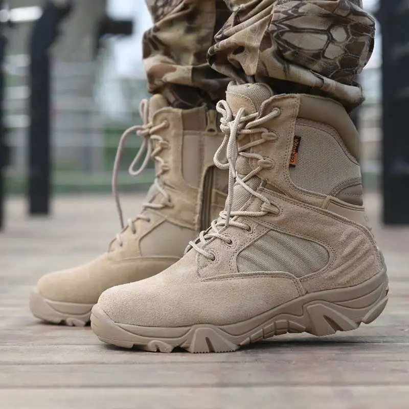 

Motorcycle Boots Men Winter Boots Safety Shoes Tactical Military Boots Mid-Calf Snow Boots Leather Shoes Men Rubber Footwear