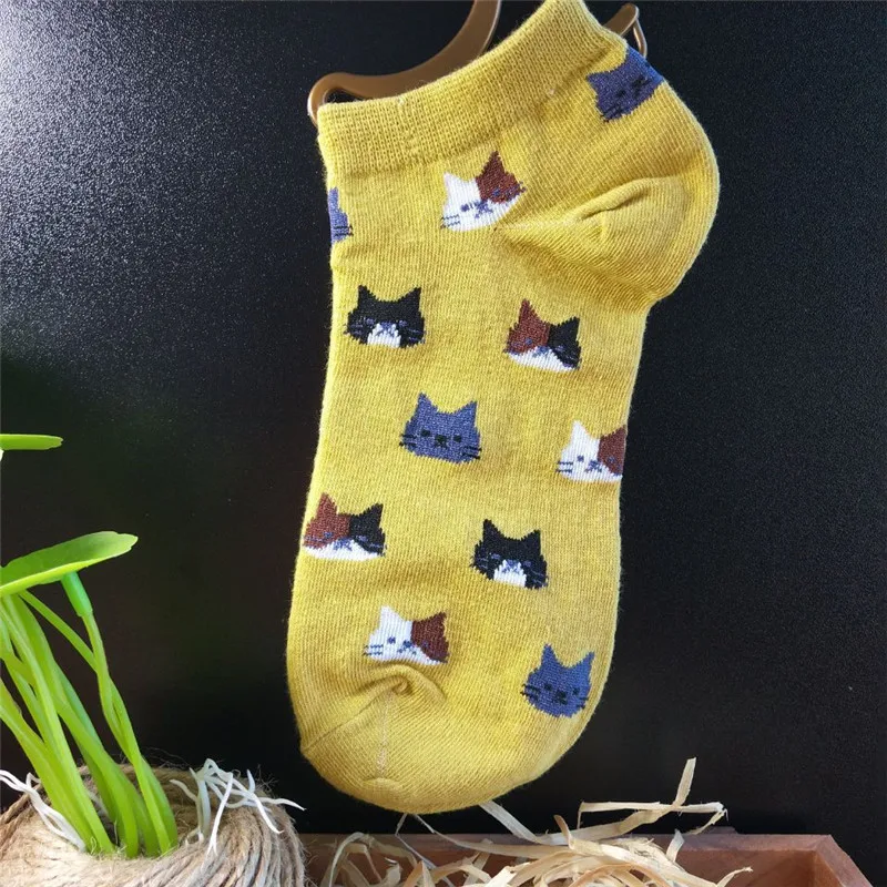 

Animal socks Women Funny cat Socks Casual Boat Low Cut Summer Style Candy Color Funny Cute Cats Faces Short Ankle Socks Crew