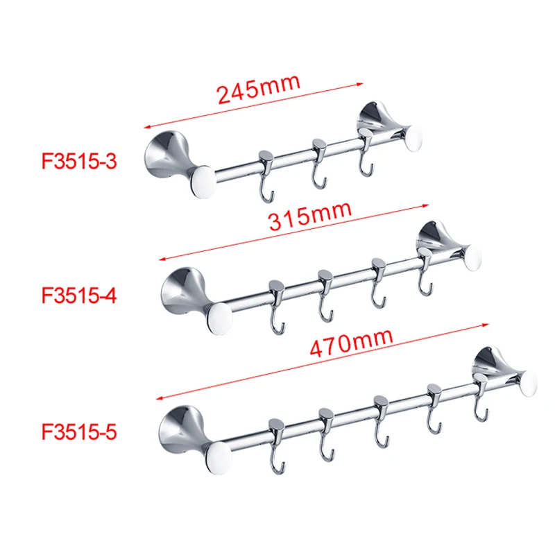 Frap цинковый сплав хромированная крючок для одежды может скользить Ванная комната Полотенца вешалка F3515-3 F3515-4 F3515-5