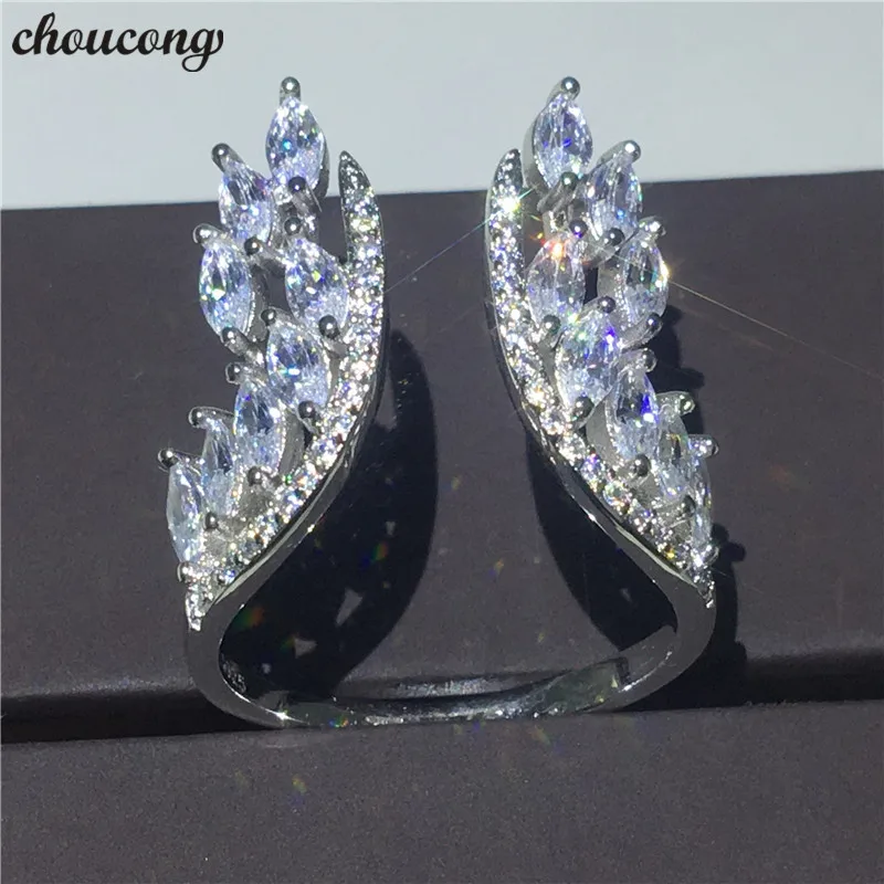 choucong angel Wings Ring 5A Zircon Cz White Gold Filled Engagement Wedding Band Rings for women men Sizeable Finger Jewelry | Украшения и