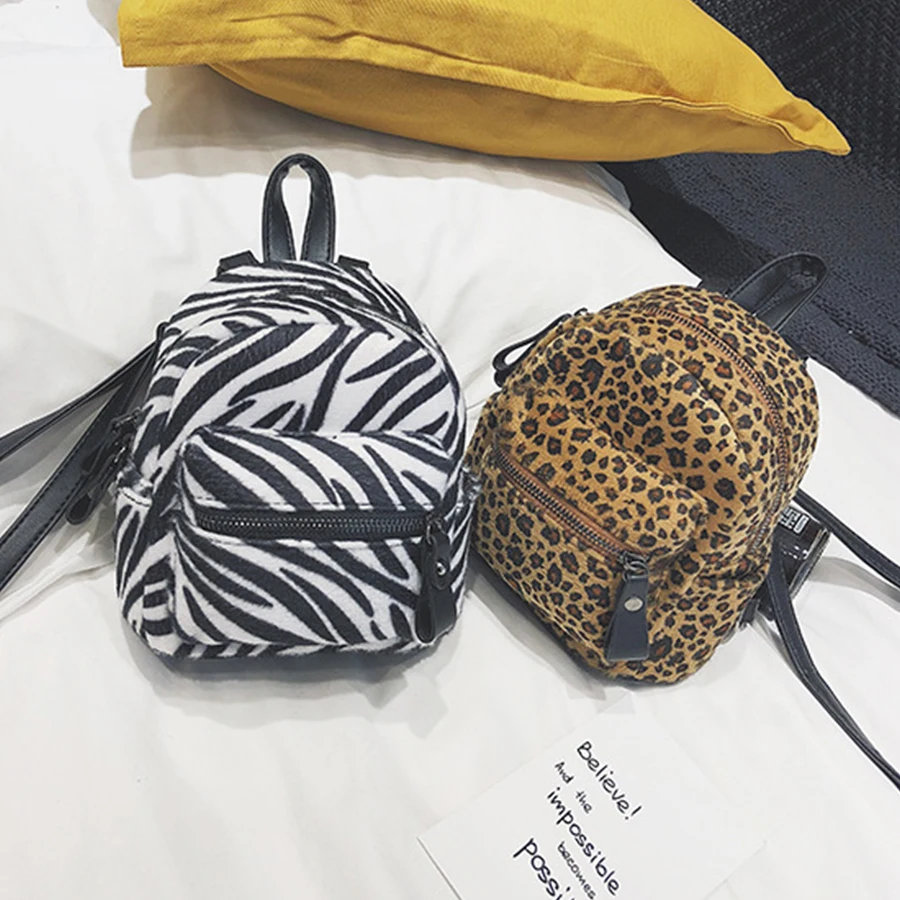 

Leopard Zebra Printed Backpacks Women Mini Cotton Fabric Shoulder Crossbody Bags Lady Girls Fashion Brands Bookbags for Teenager