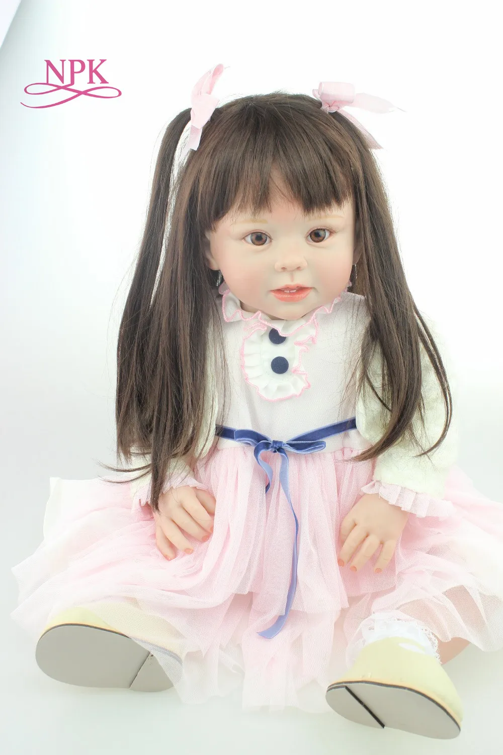 

NPK 70cm Silicone Reborn Baby Doll Toys Like Real 28inch Vinyl Princess Toddler Babies Dolls long hair bebes reborn bonecas