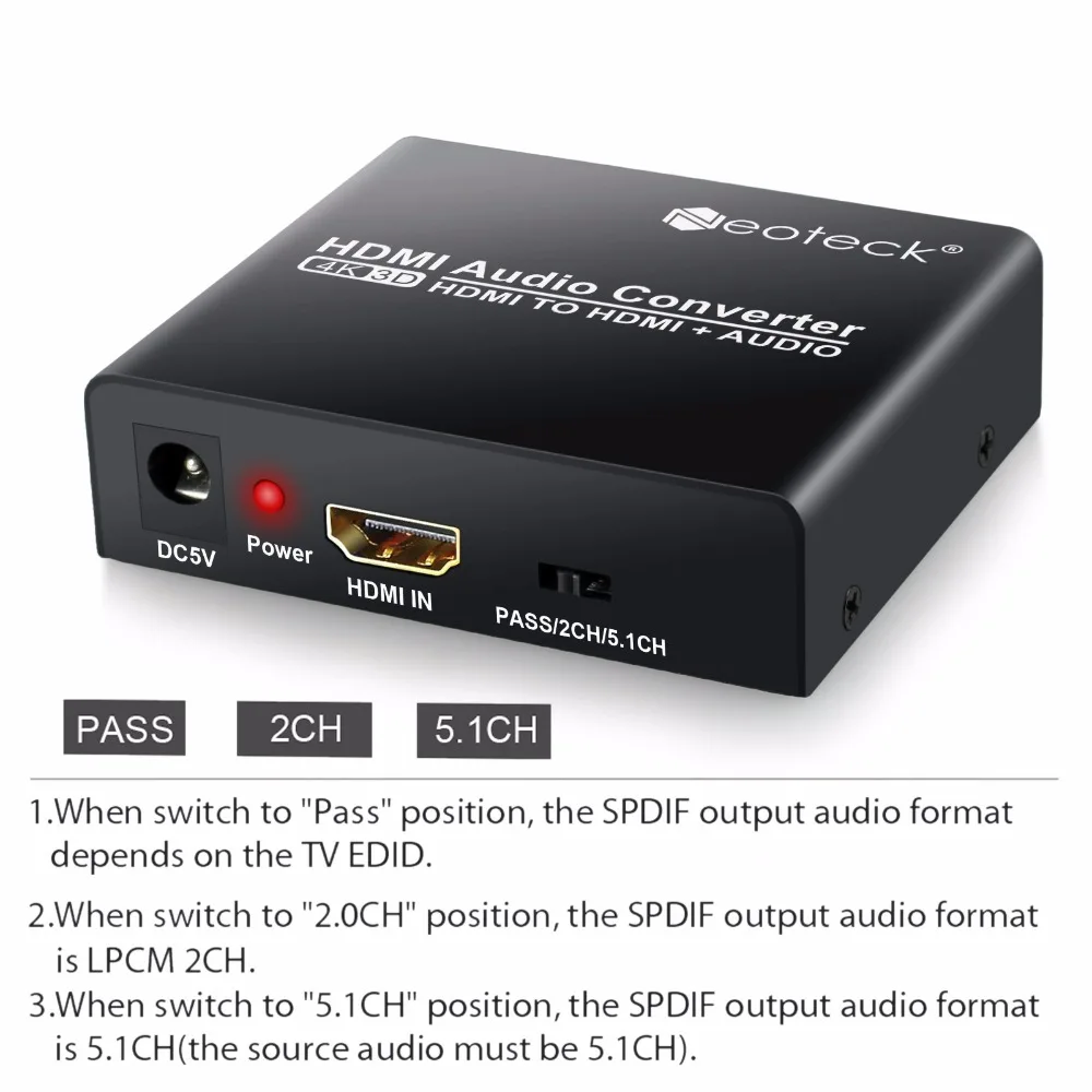 ESYNiC 1.4b HDMI к HDMI + аудио конвертер 4 K x 2 K 3D Видео Стерео SPDFI + L/R видео конвертер адаптер для ТВ PS3 DVD проигрыватель HD HDCP1.4 конвертер