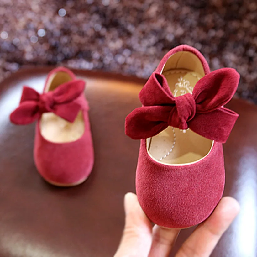 

POSH DREAM Burgundy Cute Baby Girl Shoes Spring and Autumn 0-3 Year Princess Baby Shoes Soft Bottom Baby Girls First Walker Shoe