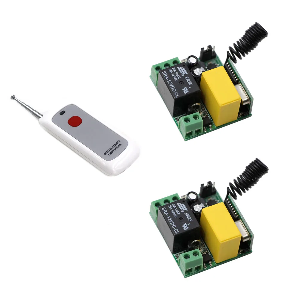 

Newest 2pcs Mini Receivers With Digital Remote Controller AC220V 1CH 10A Relay RF Wireless Remote Control Switch System 315/433
