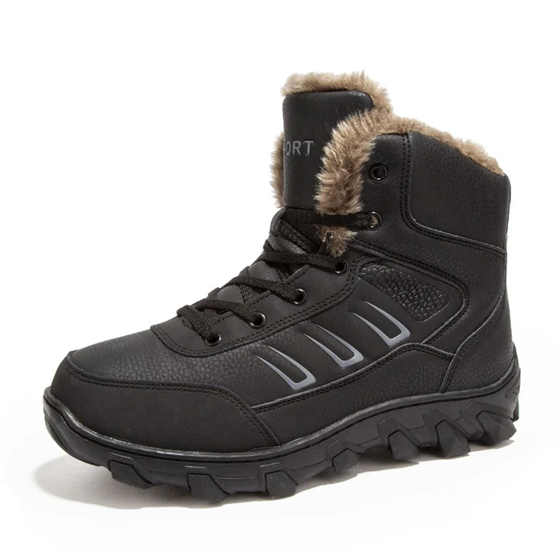 

Men Boots Winter With Fur & Canvas Inside Warm Snow Boots Men Outdoor Boot Men Work Shoes Man Footwear Male Rubber Ankle Boots