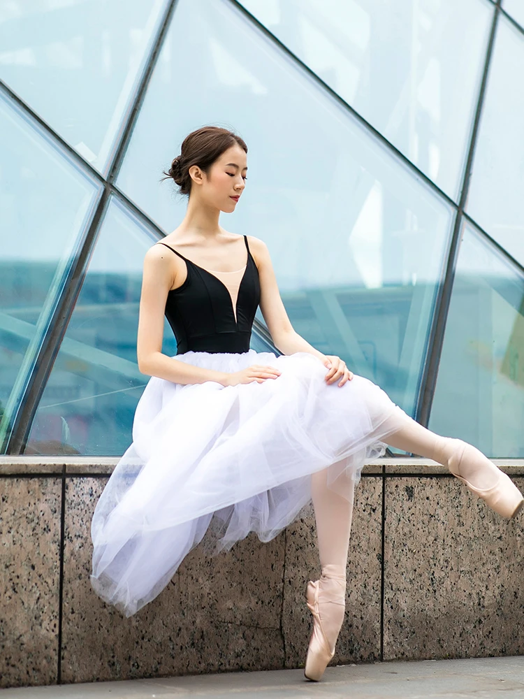 Vestido de Ballet Blanco clásico para mujer, tutú de manga larga de encaje,  falda de Ballet de rendimiento, práctica, nuevo - AliExpress