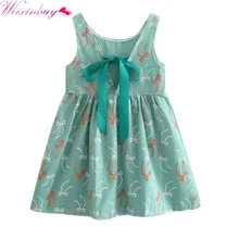 2017 Girl Summer Dress Kids Sleeveless Printing Pattern Cotton Vestidos Children Clothes