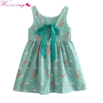 2017 Girl Summer Dress Kids Sleeveless Printing Pattern Cotton Vestidos Children Clothes