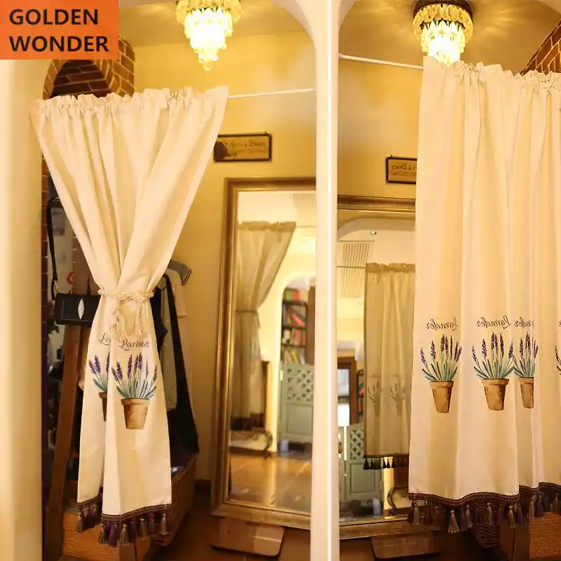 American Cotton And Lien Lavender Bird Door Curtain Cabinet Short