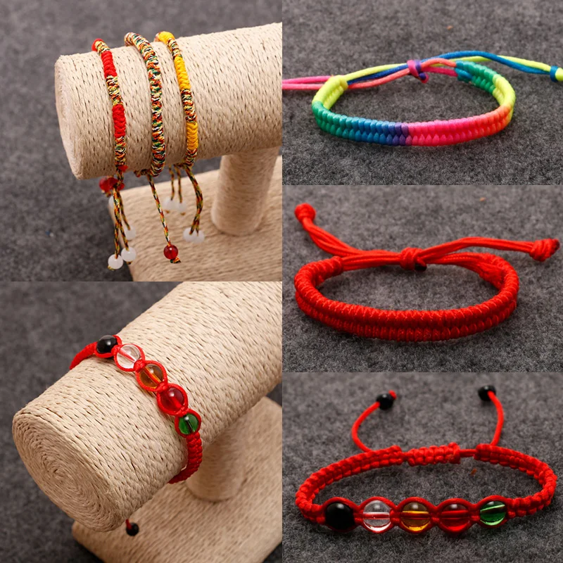 

Sale 1PC New Unisex Simple Adjustable DIY Handmade Knots Lucky Bracelet Women Men Chic Rope Weaving Fashion Bangle