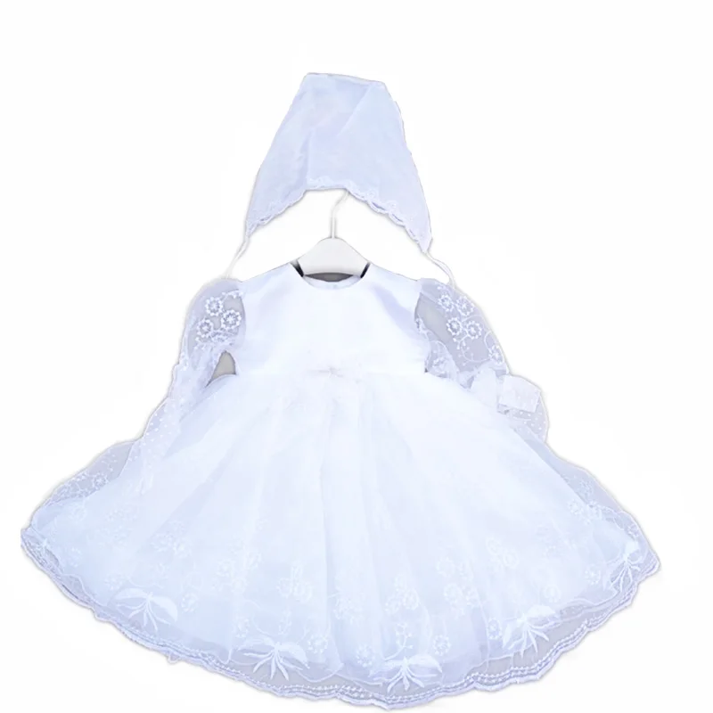 2016 Newborn Embroidery Formal baptism dresses with hats white vintage christening gown 0690