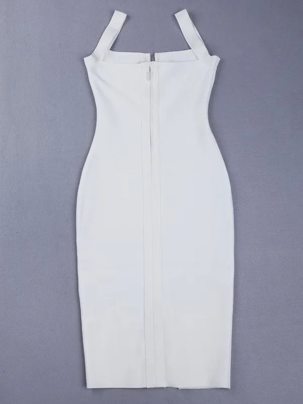 Новое белое черное сексуальное миди-платье с разрезом на бретельках Женские вечерние платья Бандажное платье+ костюм