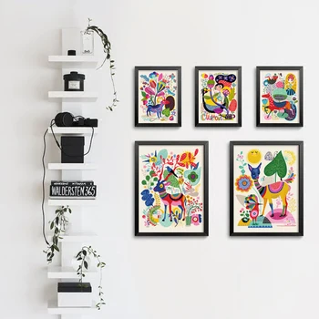 

Elegant Poetry Simple Cartoon Animals Colorful World Canvas Painting Art Wall Print Picture Poster Mural Children Bedroom Decor