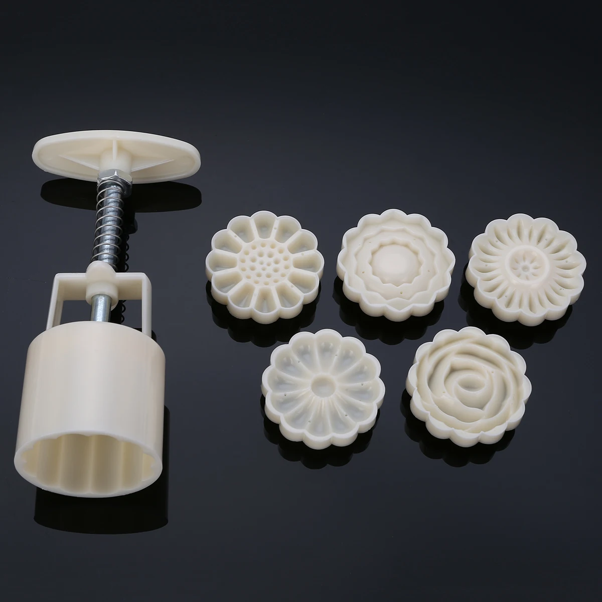 1 Barrel+6 Stamps 3D Cookies Fondant Cutters Flowers Rose Cake Mooncake Mold DIY Tools Hand Press Mold Baking Gadgets Mayitr