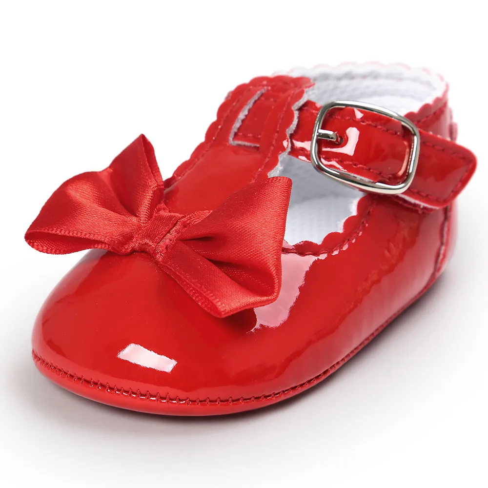 Детское платье с бантом, принцесса, мягкая подошва, обувь для малышей, повседневная обувь, Scarpe Da bambino Zapatos de bebe* 40 - Color: Red