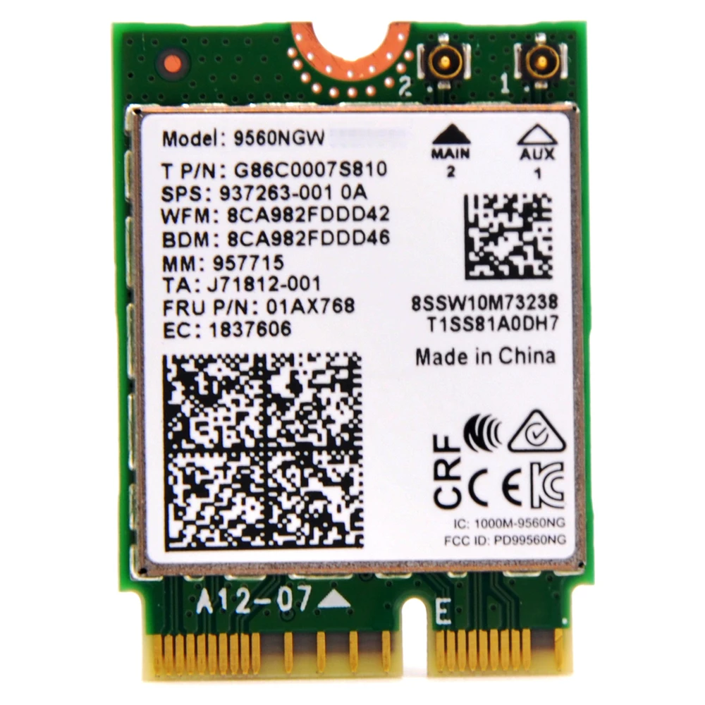 Беспроводной-AC 9560NGW 5 ГГц 802.11ac 1730 Мбит/с NGFF PCIe Mini Wi-Fi адаптер + Bluetooth 5.0 Combo сети WLAN