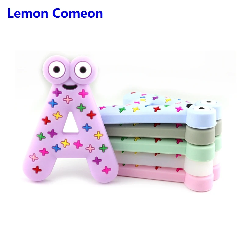 

Silicone Letters A Baby Teether Toy Food Grade Silicone Beads Teething Molar Stick Training Baby Teeth 1PC DIY Silicone Teether