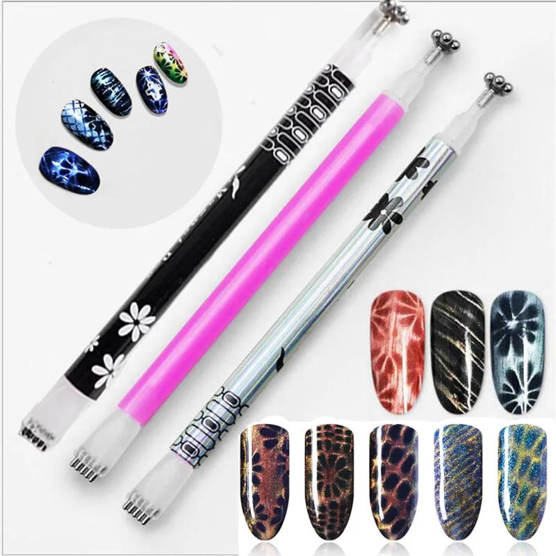 

Flower Strip Pattern Cat Eye Magnetic Stick for UV Gel Dual-ended Magnet Pen Manicure Nail Art Tool