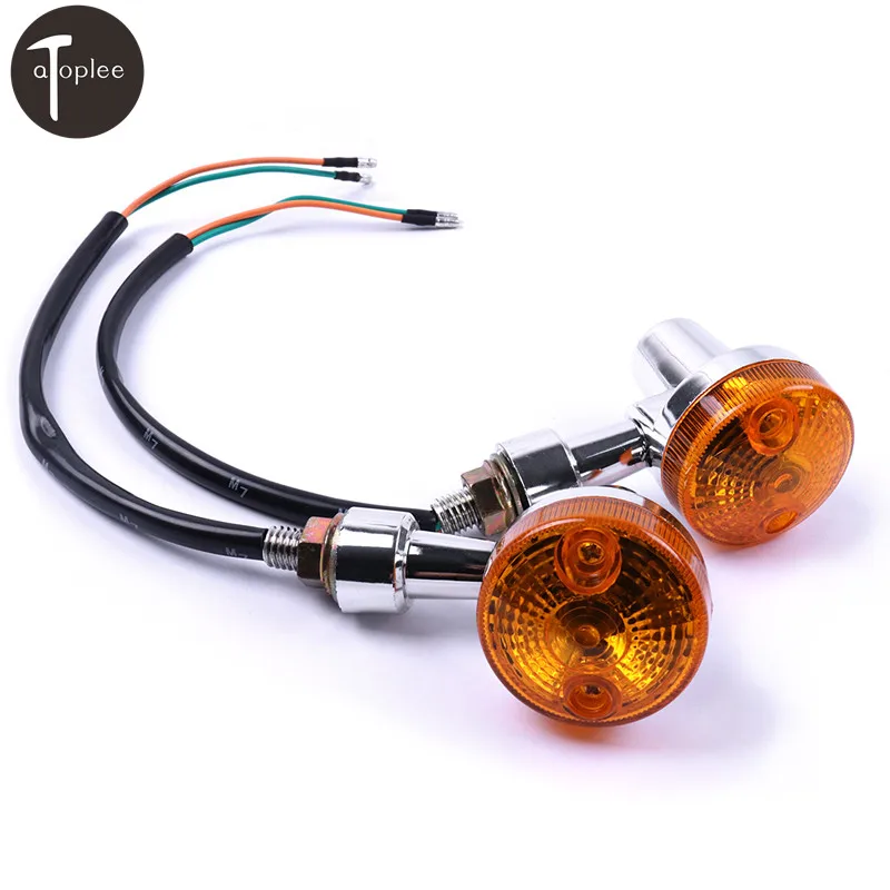 2pcs Universal 12V Amber Silver Motorcycle Bike Turn Signal Indicator