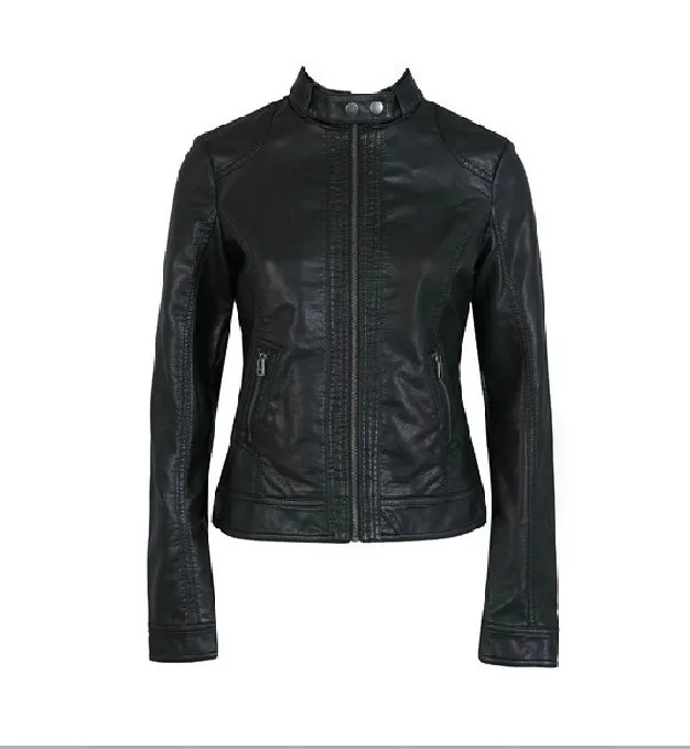 

Fashion Women Motorcycle Leather Jacket Coat XS-XXXL 7 Size Short Paragraph water wash PU Slim Outerwear Coats