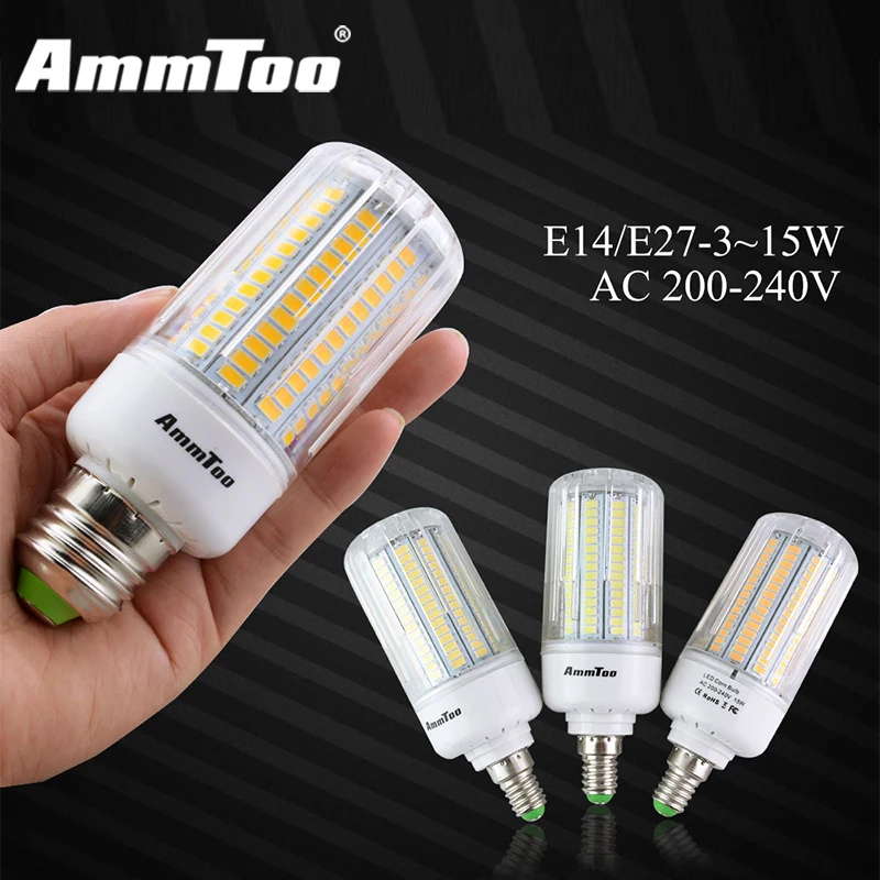 Ультра яркая 3 Вт 5 7 9 12 15 Светодиодная лампа AC 220 В E27 E14 5736 SMD Энергоэффективная