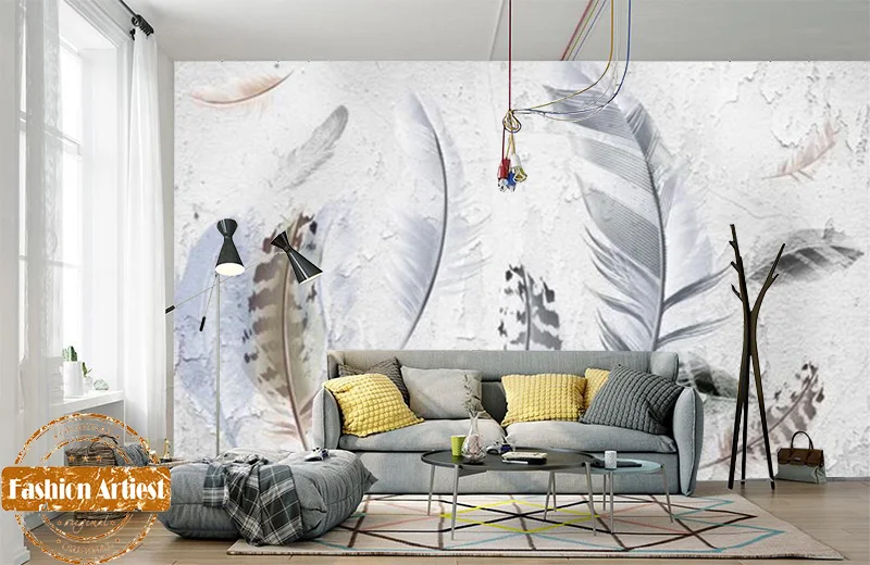 مخصصة 3d ريشة على الحائط خلفيات الطيور ريشة الطائر ناحية اللوحة الجدارية مكتب أريكة نوم غرفة المعيشة مقهى بار مطعم