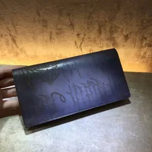 TERSE_Vintage leather long mens wallet Italian calfskin genuine leather purse handmade bag bespoke service factory to customer