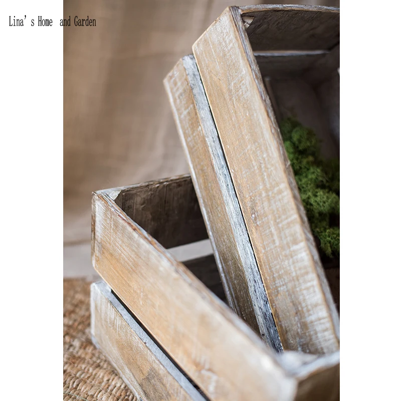 rectangle stack 3 pieces handmade countryside solid wooden vintage distressed crate (4)