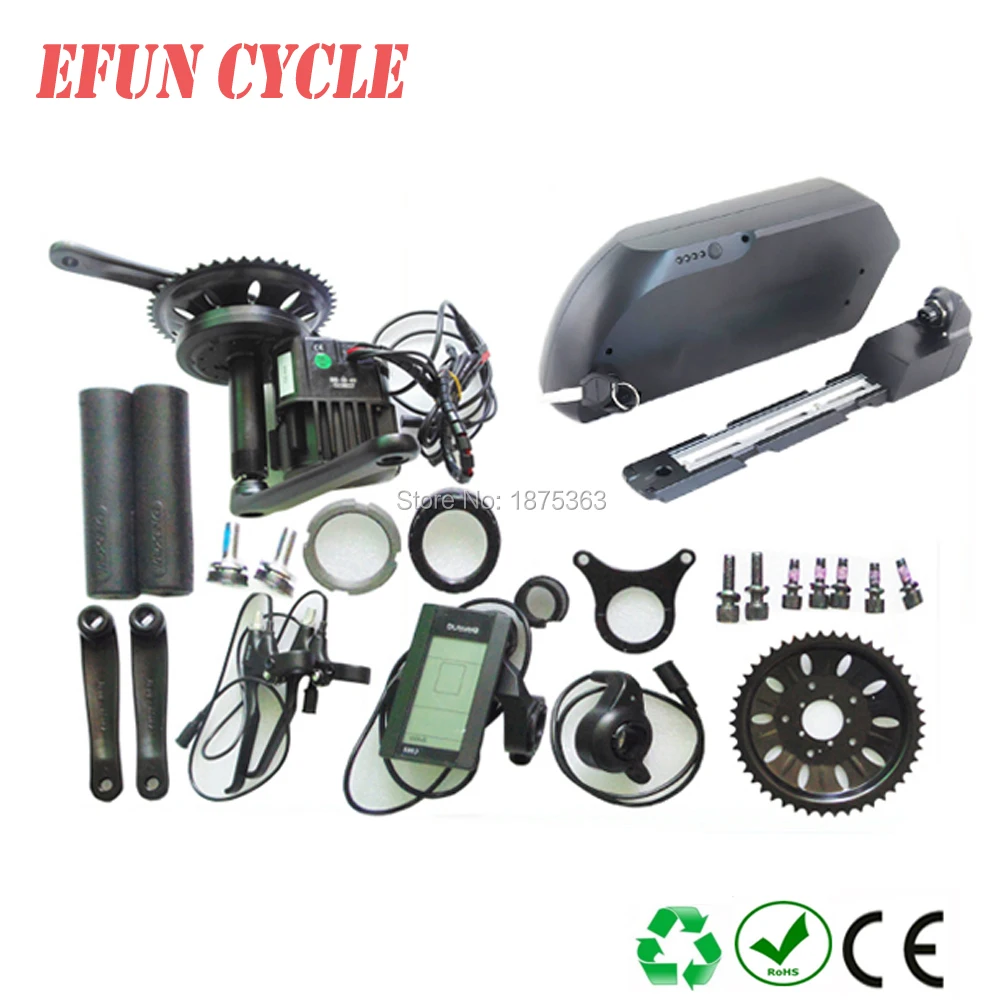 

Free shipping new version 42T chainring BBSHD/BBS03 mid drive motor kits with 48V 17.5Ah tiger shark down tube ebike battery