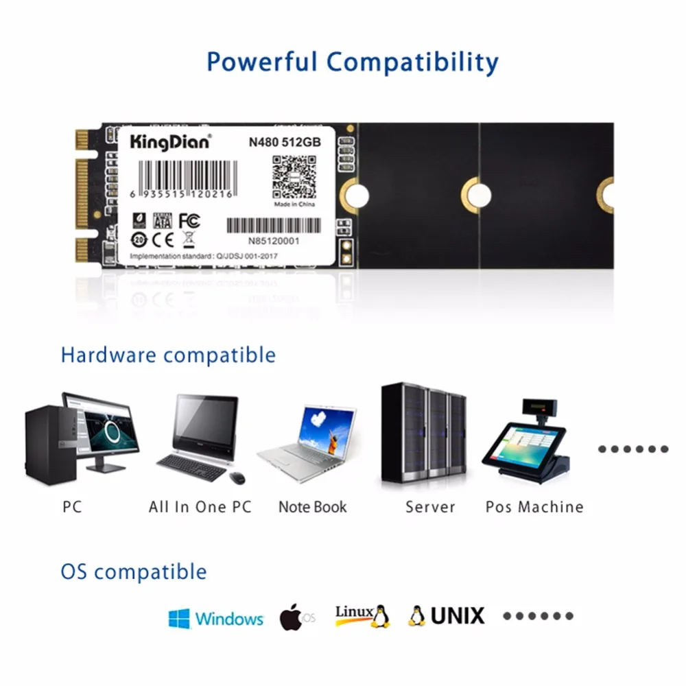 KingDian SSD NGFF 512 ГБ M.2 2280 мм Внутренний твердотельный диск жесткий диск с высоким качеством для компьютера ноутбука(N480 512 ГБ