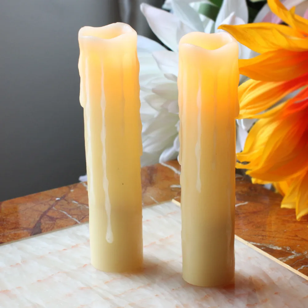 Battery Operated Melted edge Dripping Flameless Real Wax Votive Led