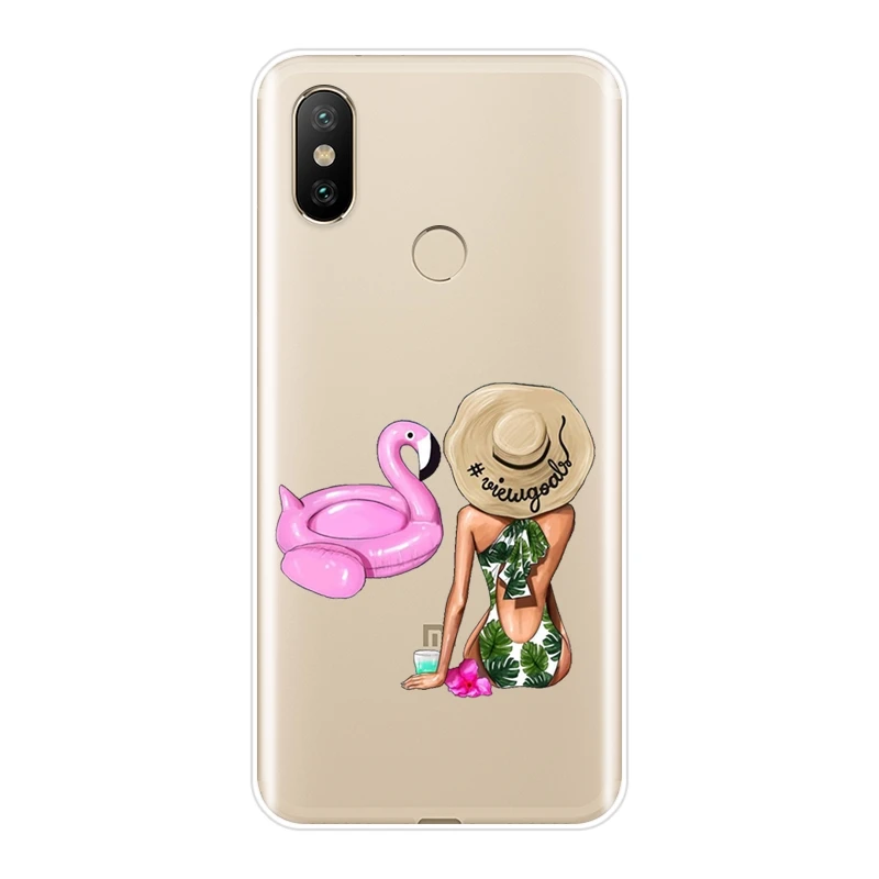 Эстетичный Черный силиконовый чехол для телефона девочек Xiaomi MI A1 A2 LITE 8 SE мягкая