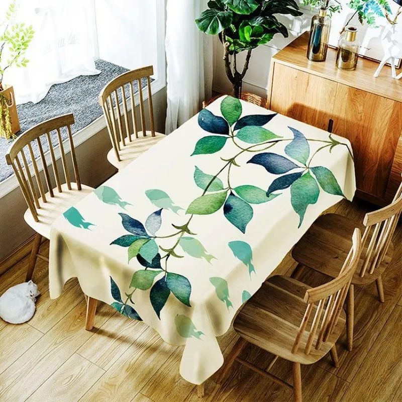 

Modern Simple Waterproof Tablecloth Oil-proof Table Cloth Green plant Rectangle Tabl Cover Polyester Dinner Tablecloth