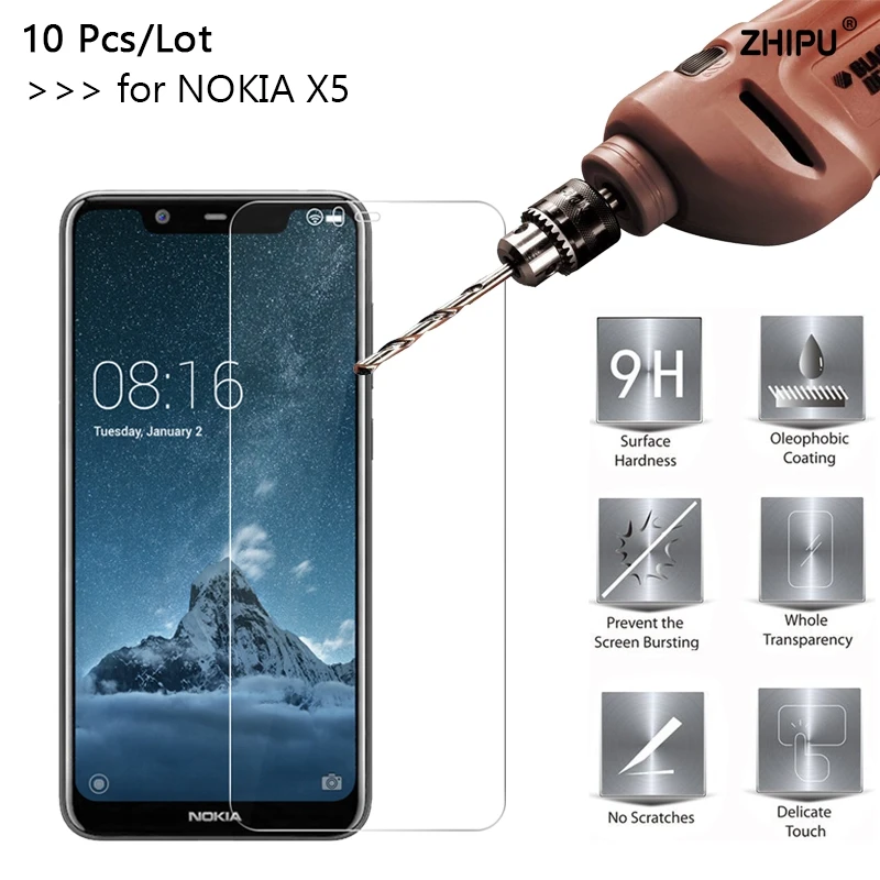 

10 Pcs/Lot 2.5D 0.26mm 9H Premium Tempered Glass For Nokia X5 5.86 inch Screen Protector protective film For Nokia 5.1 Plus